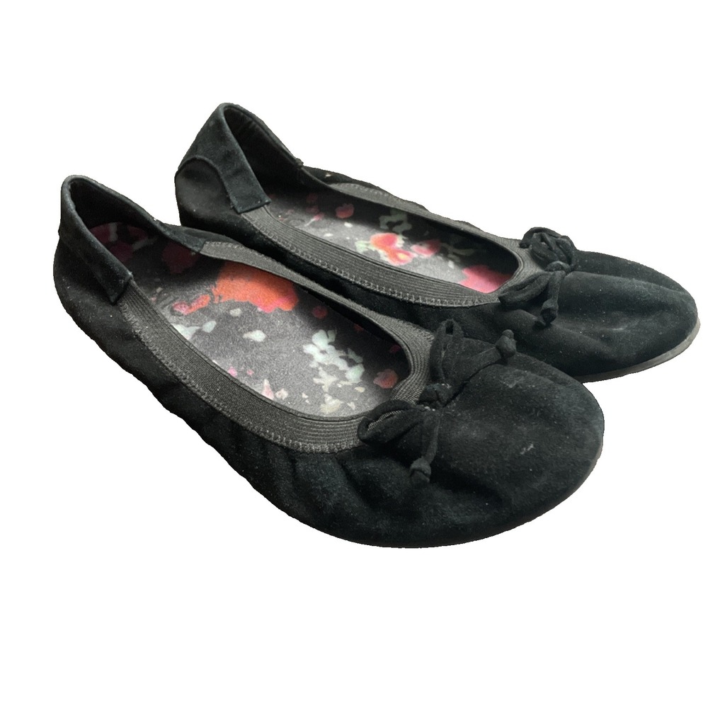 Vionic Ballet Flats Black Velvet Comfort Arch Support Slip-On Shoes Size 7